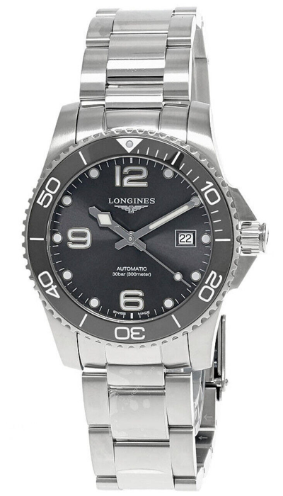 Pre-owned Longines Hydroconquest 41mm Auto Ss Gray Dial Men's Watch L3.781.4.76.6