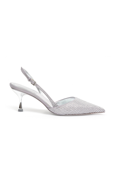 Simkhai Dylan Crystal-embellished Slingback Pumps In Silver