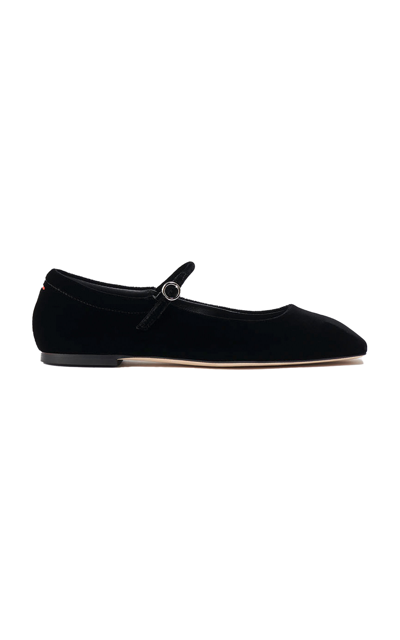 Aeyde Uma Velvet Mary Jane Flats In Black