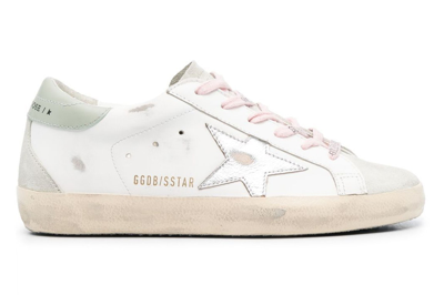 Pre-owned Golden Goose Super-star White Ice Silver Aquamarine (women's) In White/ice/silver