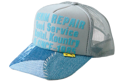 Pre-owned Kapital Denim Repair Service Re-construct Trucker Hat Grey
