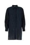 Chloé Chloe Woman Navy Blue Linen Patricia Chloe X Eres Oversize Shirt In Blue