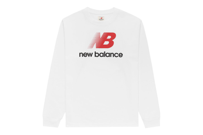 Pre-owned New Balance Made In Usa Heritage Long Sleeve T-shirt White/red/black