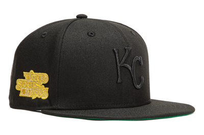Pre-owned New Era Kansas City Royals Gold Digger 1985 World Series Patch Hat Club Exclusive 59fifty Fitted Hat In Black