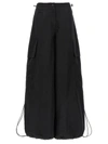 Palm Angels Wide-leg Nylon Parachute Pants With Adjustable Cuffs In Black