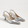 Sam Edelman Women's Bianka 60mm Metallic Leather Slingback Pumps In Silver