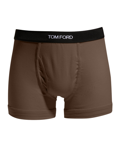 Tom Ford Cotton Stretch Jersey Boxer Briefs In Dark Brown