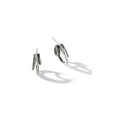 John Hardy Classic Chain Hammered Silver And Black Sapphire Earrings - Ebs9008634blsbn In Silver-tone