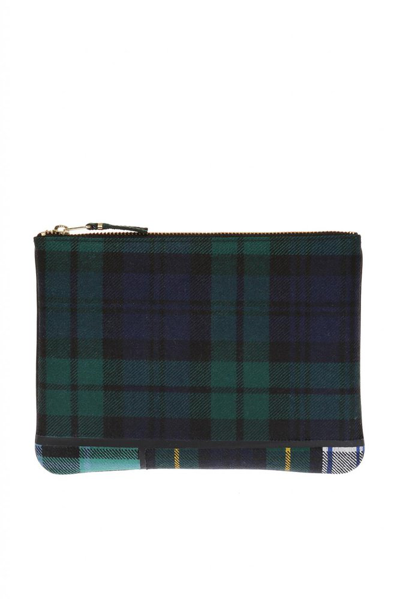 Comme Des Garçons Checked Zipped Clutch In Multi