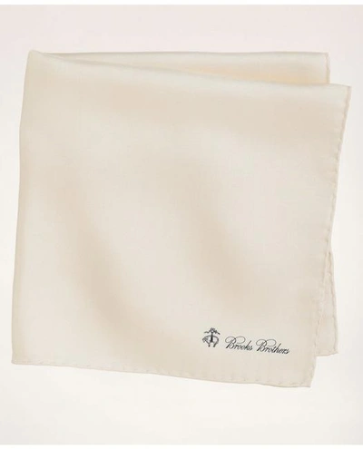 Brooks Brothers Silk Pocket Square In Ivory