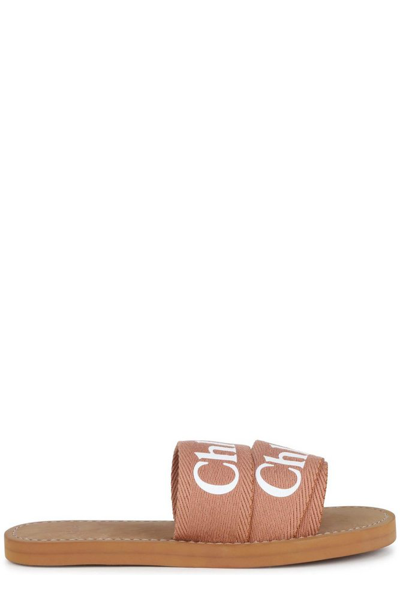Chloé Kids' Logo Aqua Slides In Dark Brown