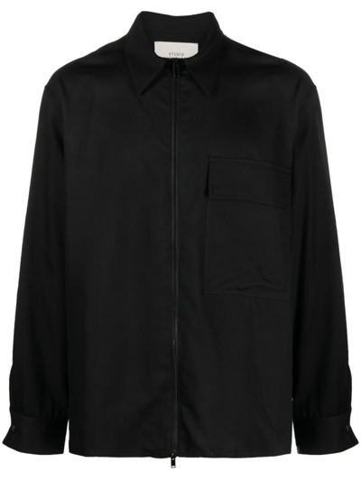 Studio Nicholson Zip-fastening Shirt Jacket In Black