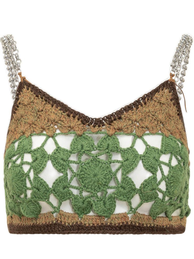 Andersson Bell Crochet Cropped Top In Green