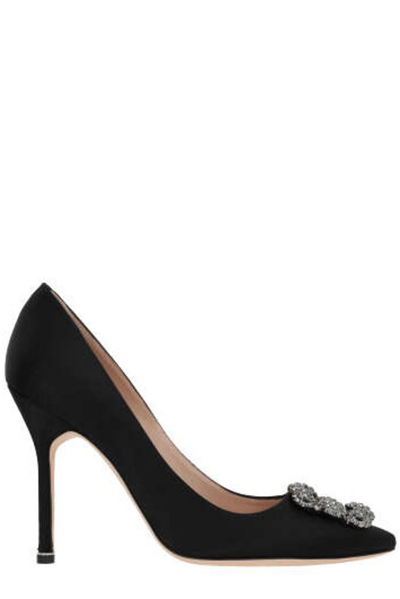 Manolo Blahnik Hangisi Buckle Embellished Pumps In Black