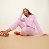 Monrow Supersoft Zip Up Hoody In Pink Lavender