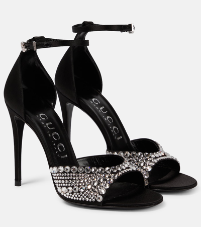 Gucci Gg Embellished Sandals In Silver