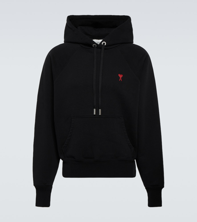 Ami Alexandre Mattiussi Ami Ami De Coeur Logo Embroidered Hoodie In Black