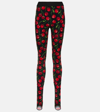 Dolce & Gabbana Cherry Print High-waist Leggings In Black