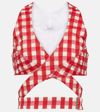 ALAÏA ALAÏA VICHY GINGHAM CUTOUT CROP TOP