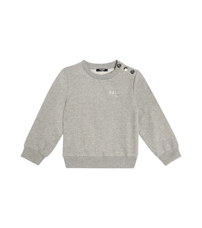 Balmain Kids' Logo Cotton Sweatshirt In Grey