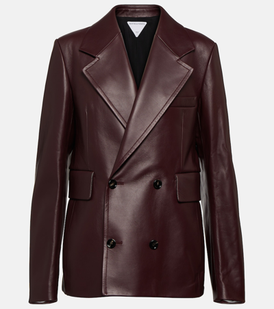 Bottega Veneta Leather Blazer In Red