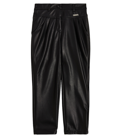 Monnalisa Kids' Faux Leather Pants In Black