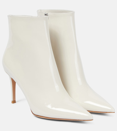 Gianvito Rossi Patent Leather Ankle Boots In White