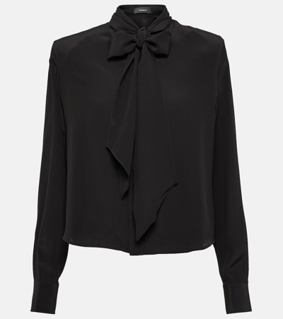 WARDROBE.NYC WARDROBE. NYC TIE-NECK SILK CRÊPE DE CHINE BLOUSE