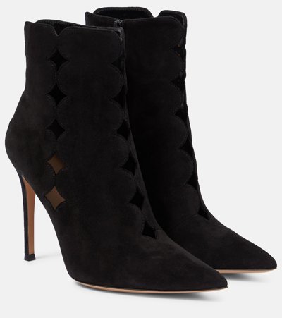 Gianvito Rossi Suede Ankle Boots In Black