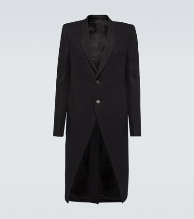 Rick Owens Fogpocket Neue Virgin Wool Coat In Black