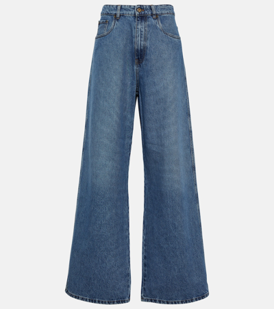 Miu Miu High-rise Wide-leg Jeans In Blau