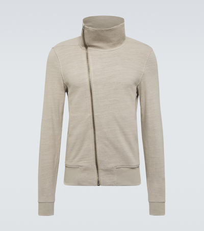 Rick Owens Asymmetric Cotton Sweatshirt Jersey In Beige