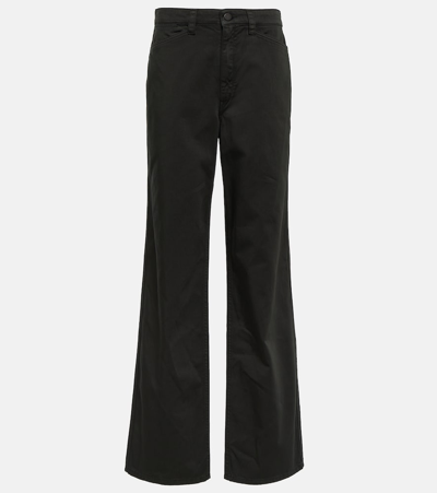Lemaire High-rise Cotton Satin Pants In Green