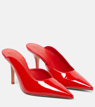 Gia Borghini Abella Patent Leather Mules In Red
