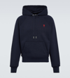Ami Alexandre Mattiussi Ami Navy Blue Cotton Jersey Hoodie With Signature Monogram
