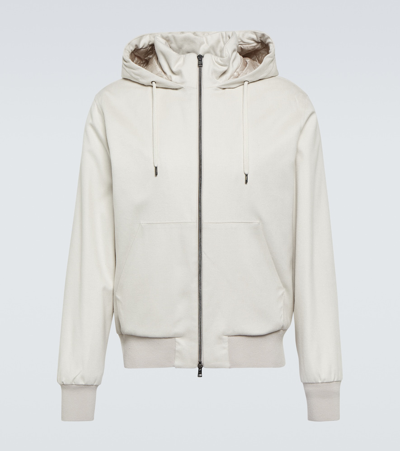 Herno Silk And Cashmere Hooded Jacket In Beige