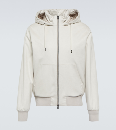 Herno Silk And Cashmere Hooded Jacket In Neutrals