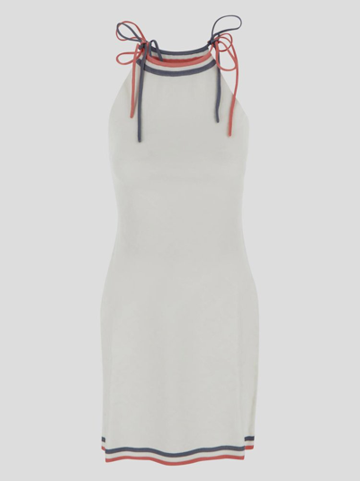 Fendi Logo Motif Midi Dress In White