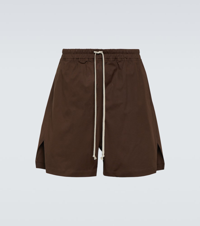 Rick Owens Cotton-blend Poplin Shorts In Brown