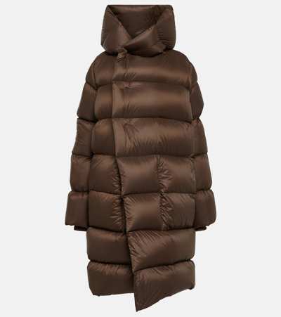 Rick Owens Quilted Hooded Down Coat In 04 Brown