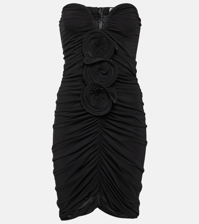 Magda Butrym Strapless Ruched Jersey Mini Dress In Black