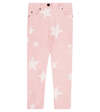Stella Mccartney Girl Bleached Stars Denim Skinny Pants In Pink