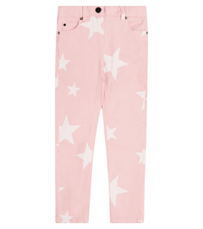 Stella Mccartney Kids' Girl Bleached Stars Denim Skinny Trousers In 505bc Pink