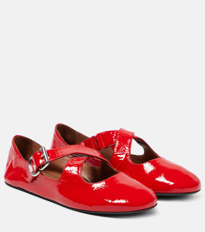 Alaïa Patent Leather Ballet Flats In Red ModeSens