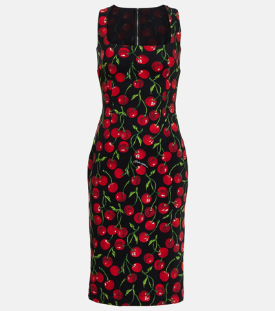 Dolce & Gabbana Printed Midi Dress In Black