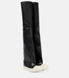 RICK OWENS OBLIQUE LEATHER OVER-THE-KNEE BOOTS