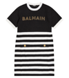 BALMAIN LOGO羊毛混纺条纹针织连衣裙