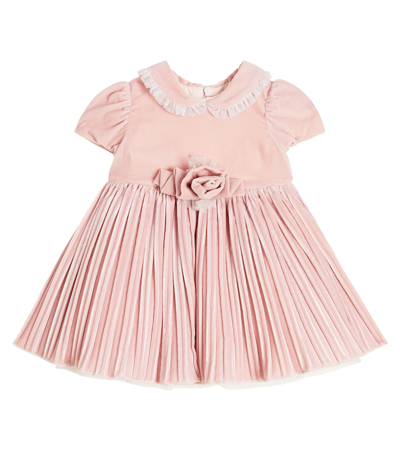 Monnalisa Pink Dress For Baby Girl With Rose