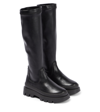 Monnalisa Leather High Boots In Black