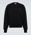 Ami Alexandre Mattiussi Ami Paris Logo-embroidered Stretch-cotton Sweatshirt In Black